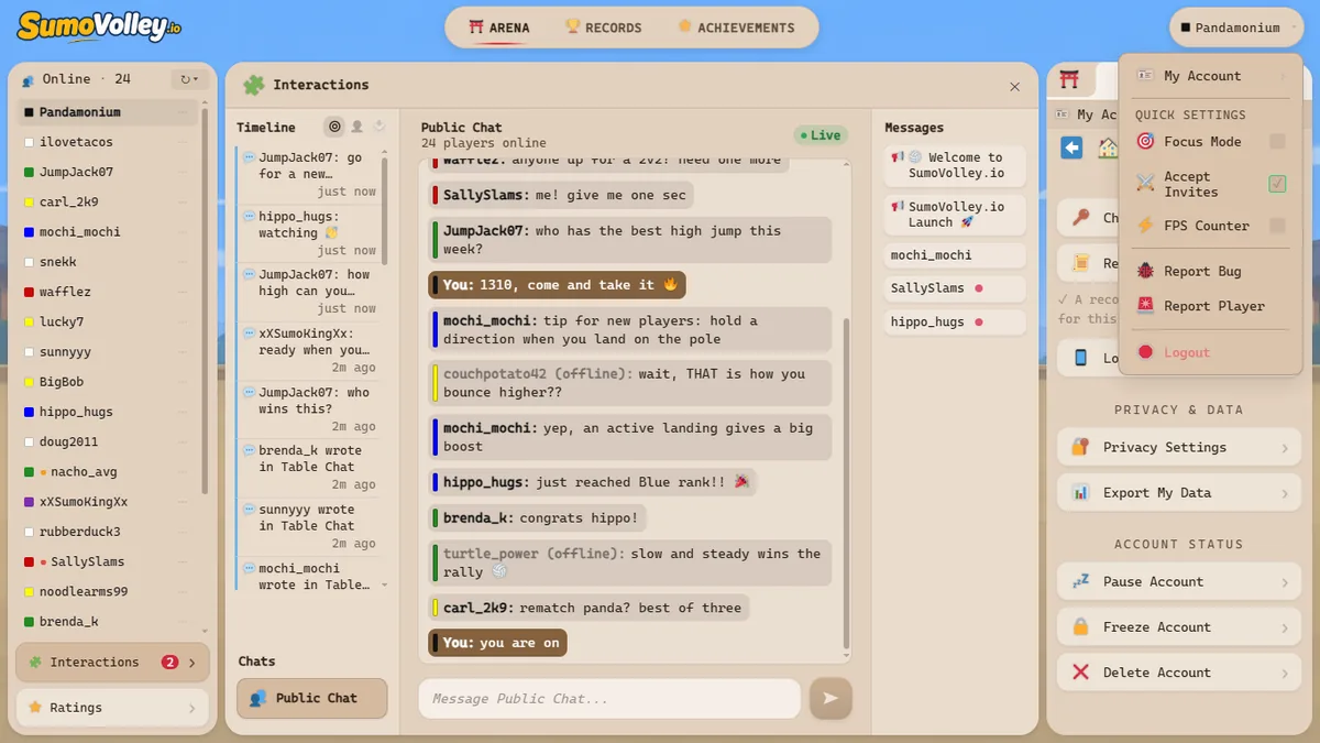 Snelle instellingen onder je naam, zonder het spel te verlaten.